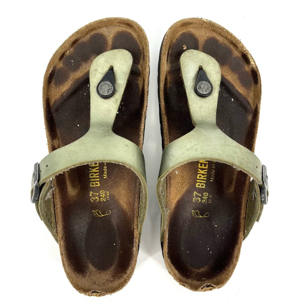 Birkenstock green faux leather Gizeh thong sandals (37‎ - US6.5) - Picture 5 of 9